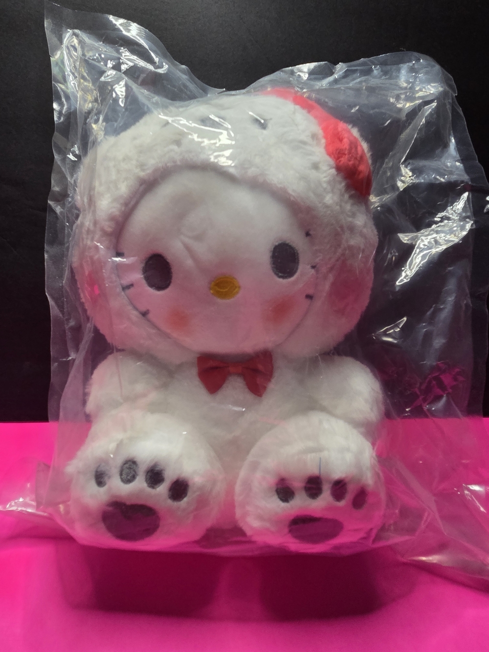 Hello Kitty White and Pink Plush Toy with Red Bow